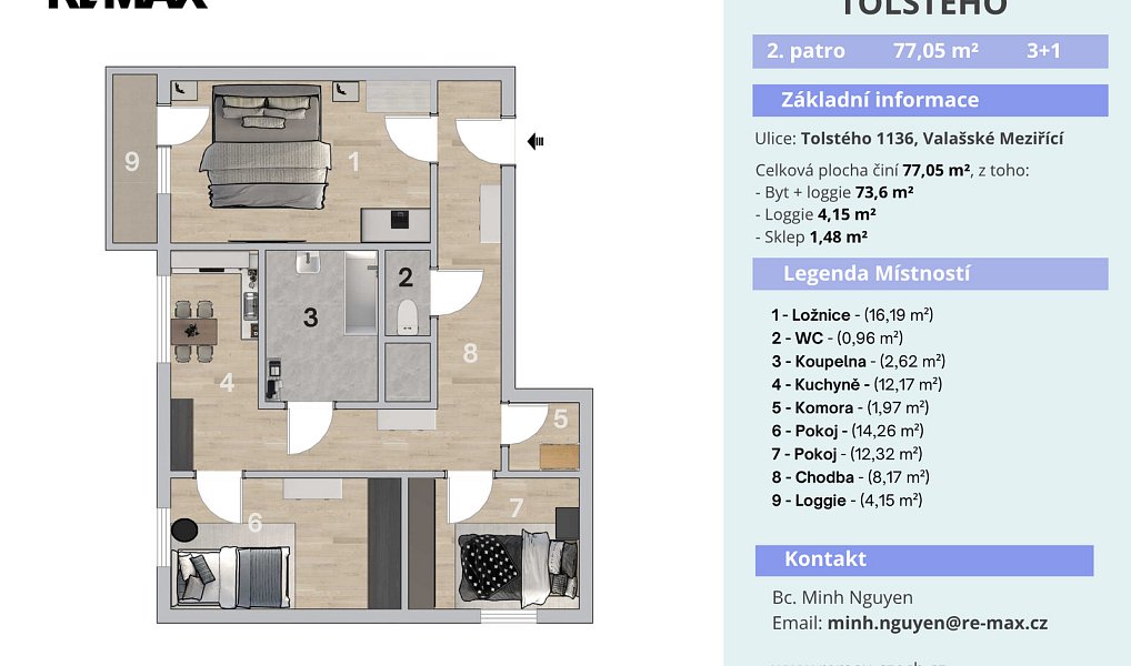 Prodej bytu 3+1 77 m², Valašské Meziříčí – náhled fotky 3