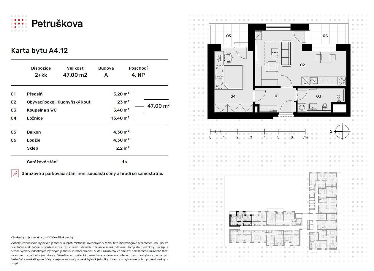 Prodej bytu 2+kk 45 m² – pohled 4