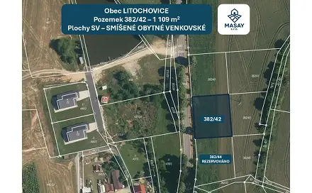 Prodej stavebního pozemku 1 109 m², Litochovice, okres Strakonice