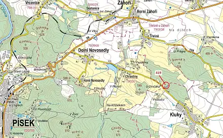 Dražba lesa 1 446 m², Kluky