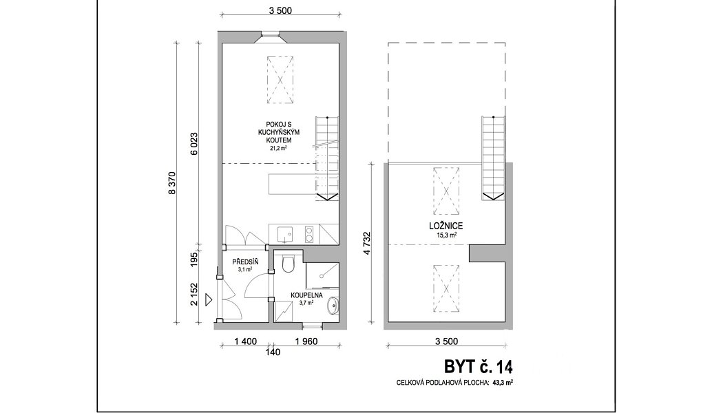 Pronájem bytu 2+kk 44 m², Praha – náhled fotky 8