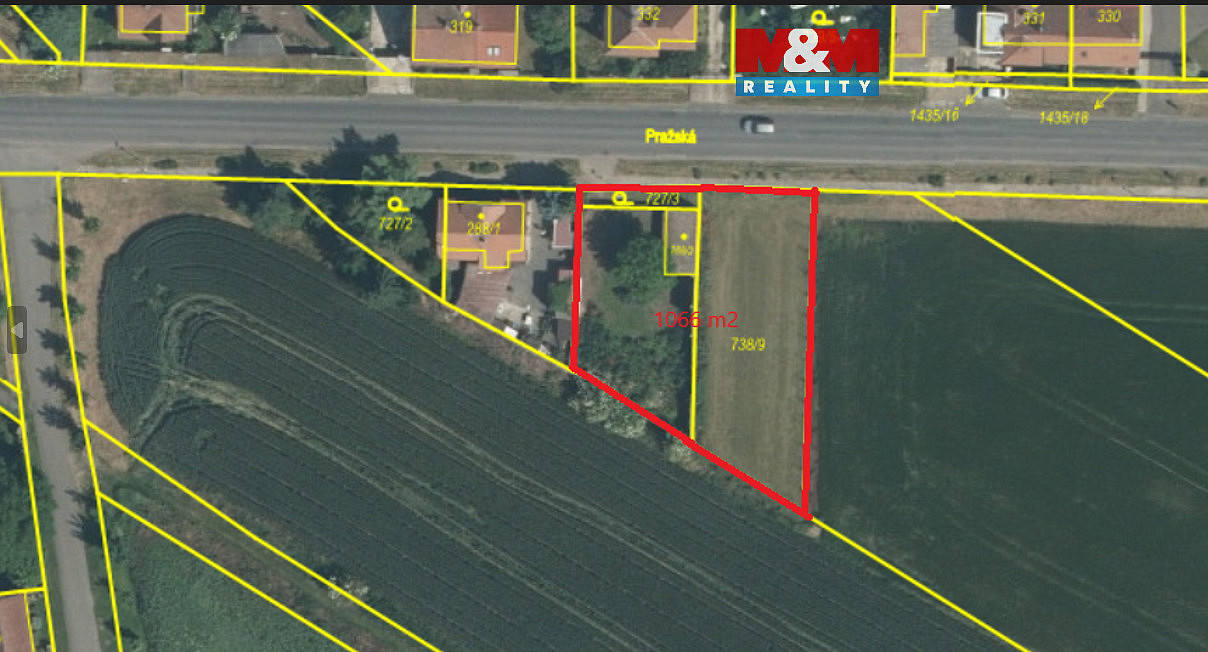 Prodej stavebního pozemku 1 066 m² – pohled 2