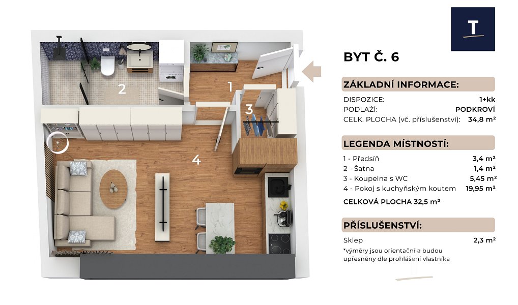 Prodej bytu 1+kk 35 m², Brno – náhled fotky 3