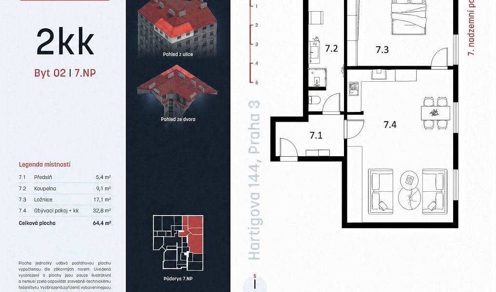Prodej bytu 2+kk 63 m², Praha – náhled fotky 3