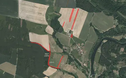 Prodej pole 10 556 m², Dobronice u Bechyně, okres Tábor