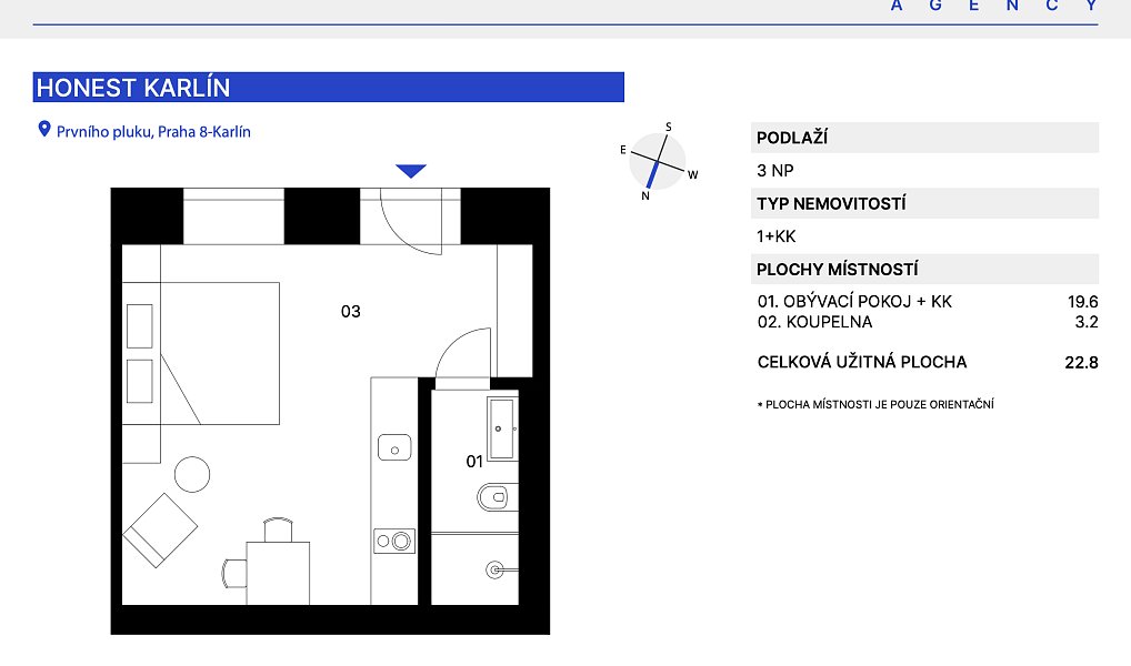 Prodej bytu 1+kk 23 m², Praha – náhled fotky 3