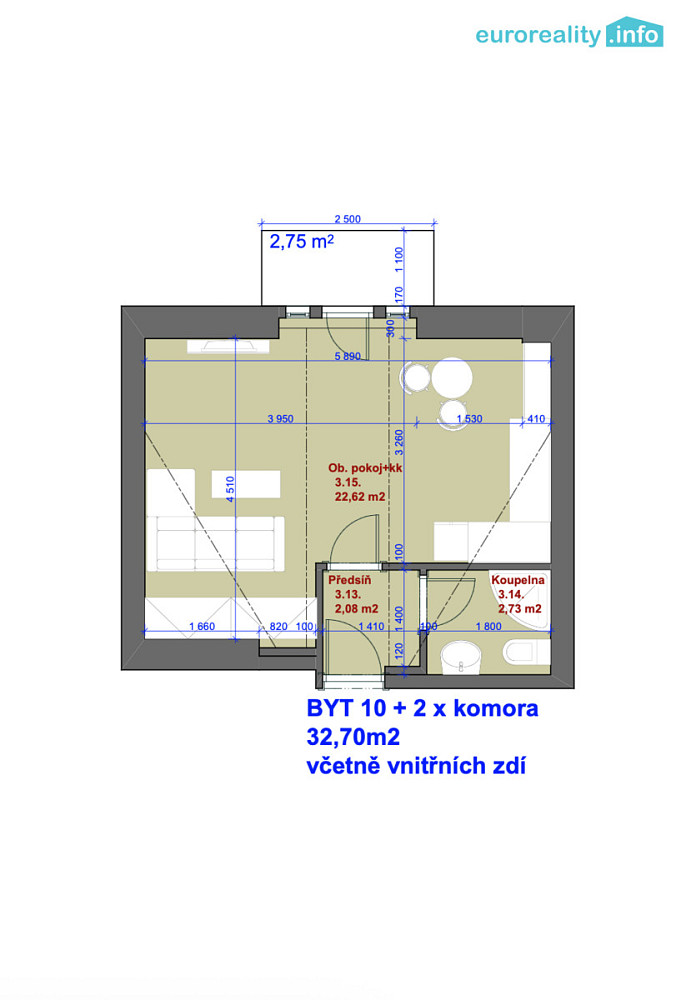 Prodej bytu 1+kk 32 m² – další