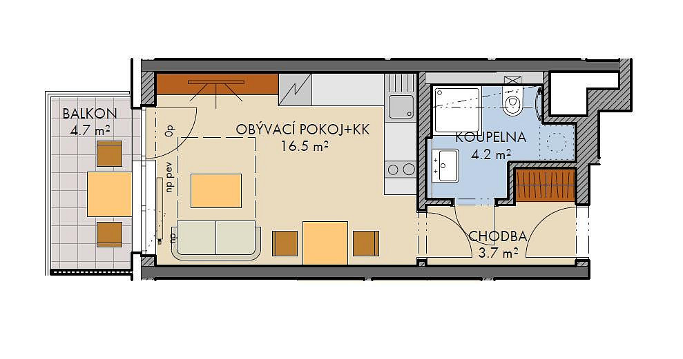 Prodej bytu 1+kk 25 m² – fotografie 2