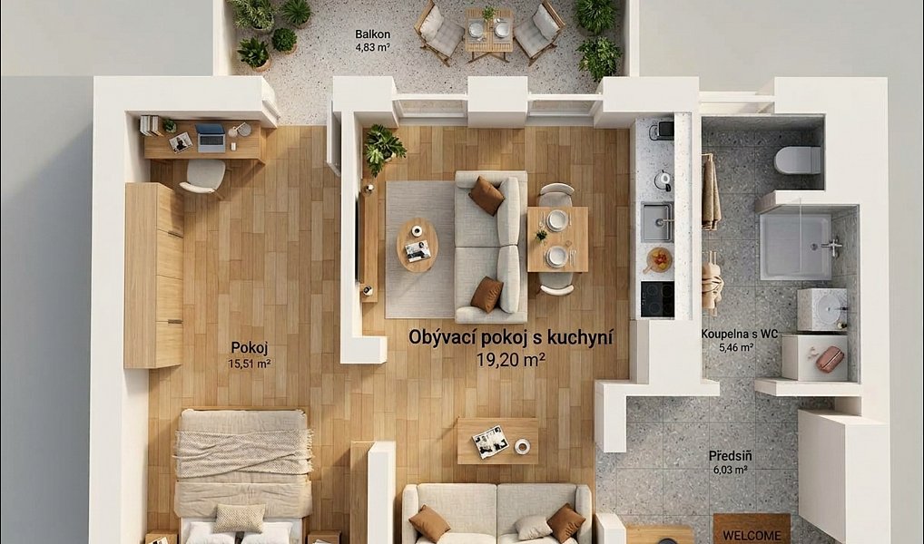 Pronájem bytu 2+kk 50 m², Plzeň – náhled fotky 5