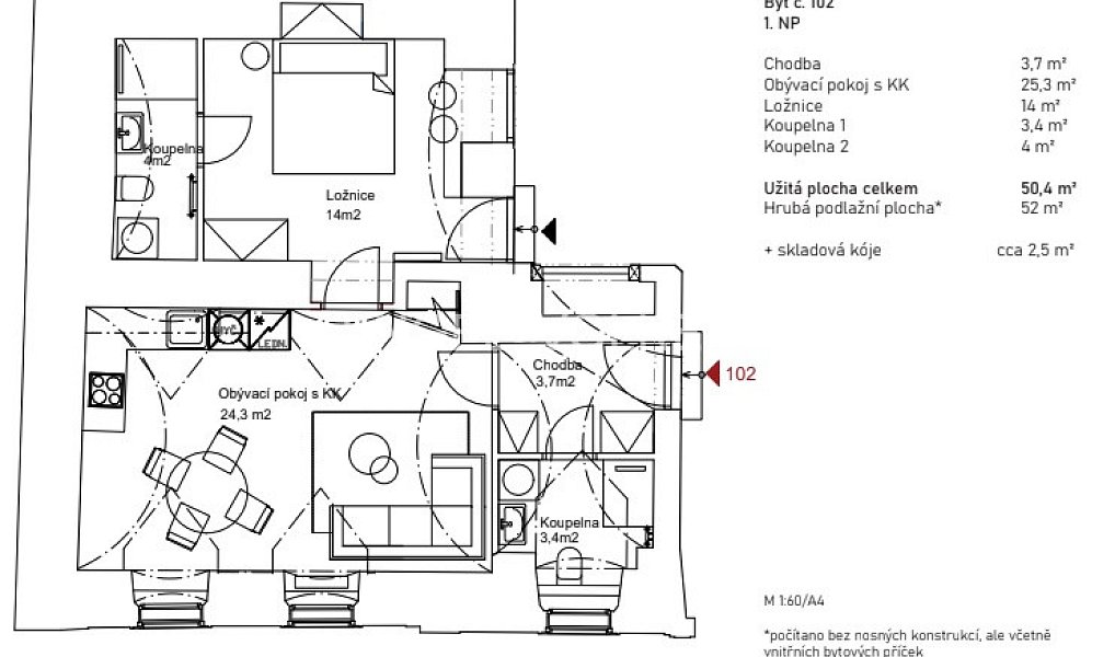 Pronájem bytu 2+kk 50 m², Praha – náhled fotky 5
