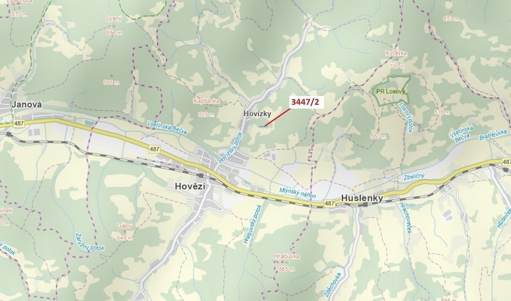 Dražba lesa, 550 m², Vsetín, Hovězí