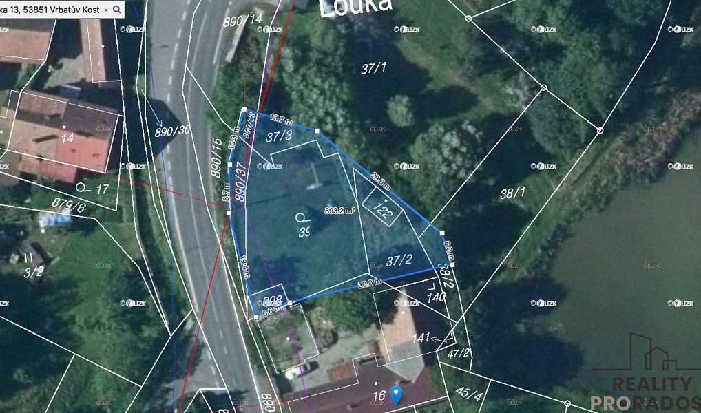Prodej stavebního pozemku 893 m², Vrbatův Kostelec – náhled fotky 2