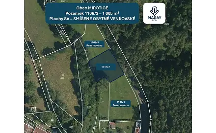Prodej stavebního pozemku 1 005 m², Mirotice, okres Písek