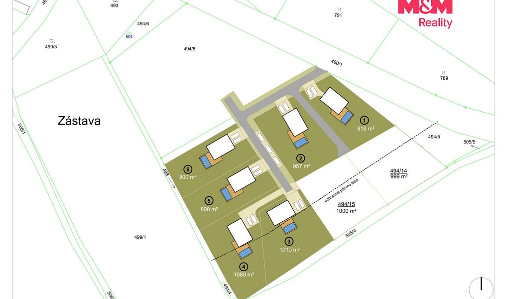 Prodej stavebního pozemku 800 m², Újezd u Sezemic – náhled fotky 2
