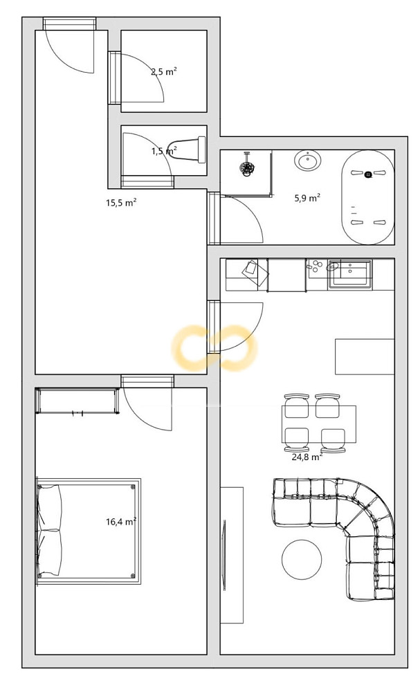 Pronájem bytu 2+kk 66 m² – fotografie 3