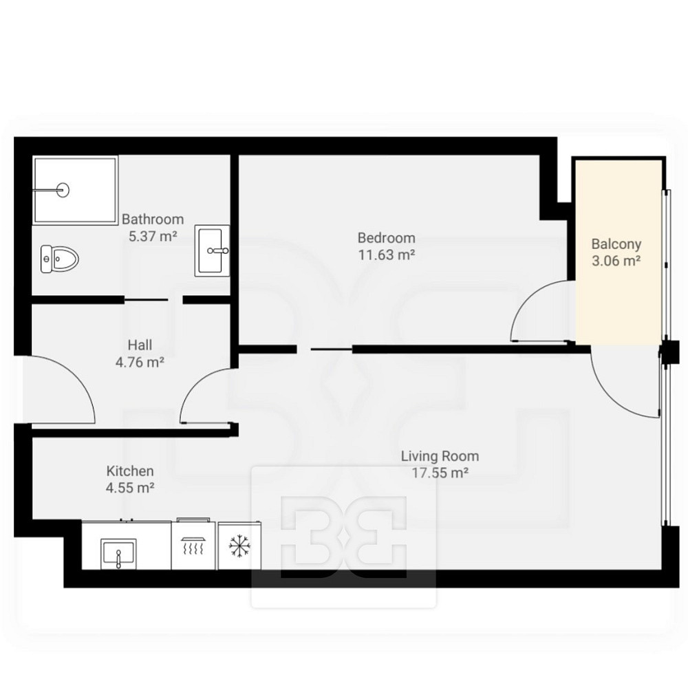 Pronájem bytu 2+kk 43 m² – fotografie 3