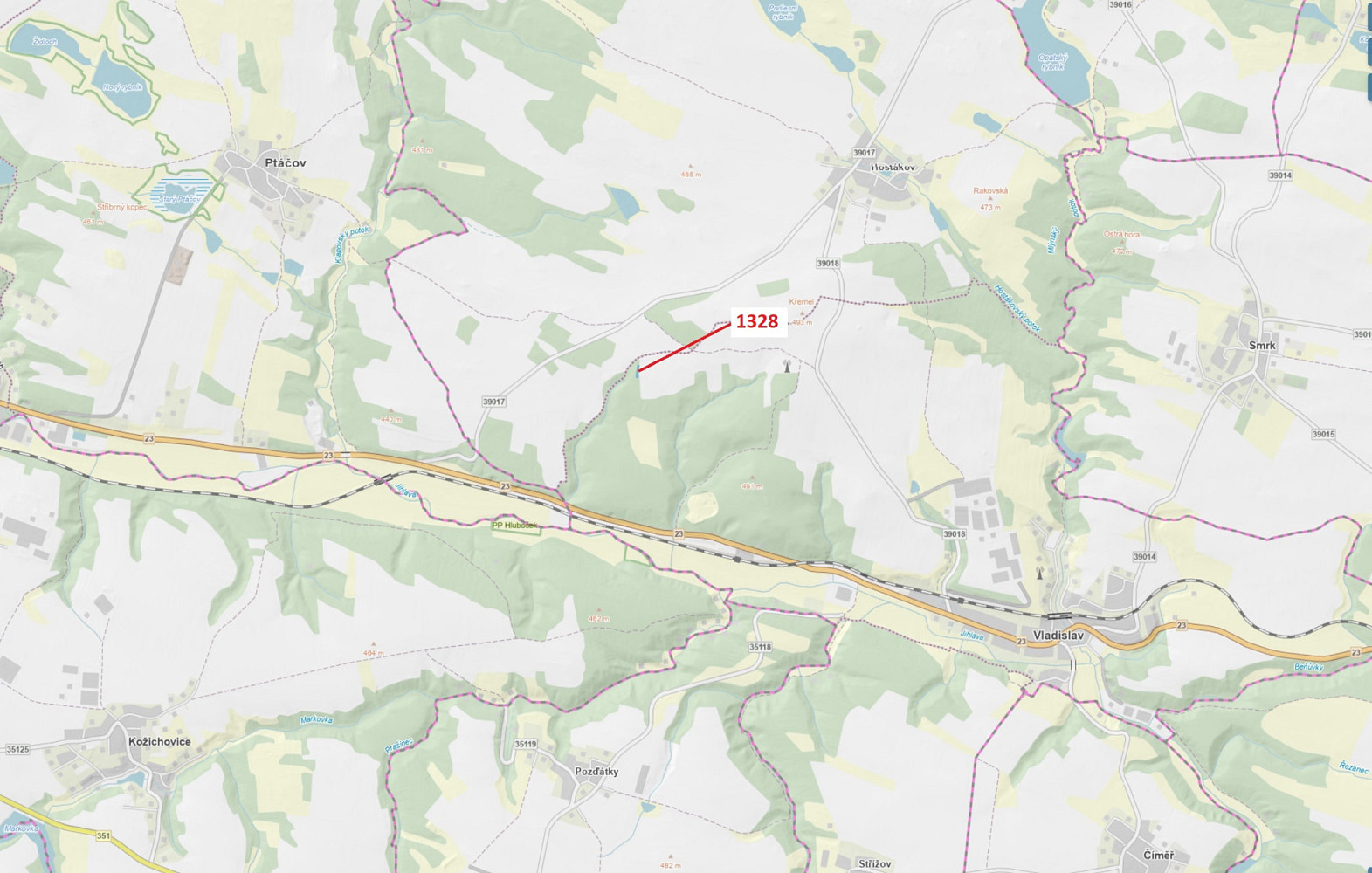 Dražba lesa 662 m²