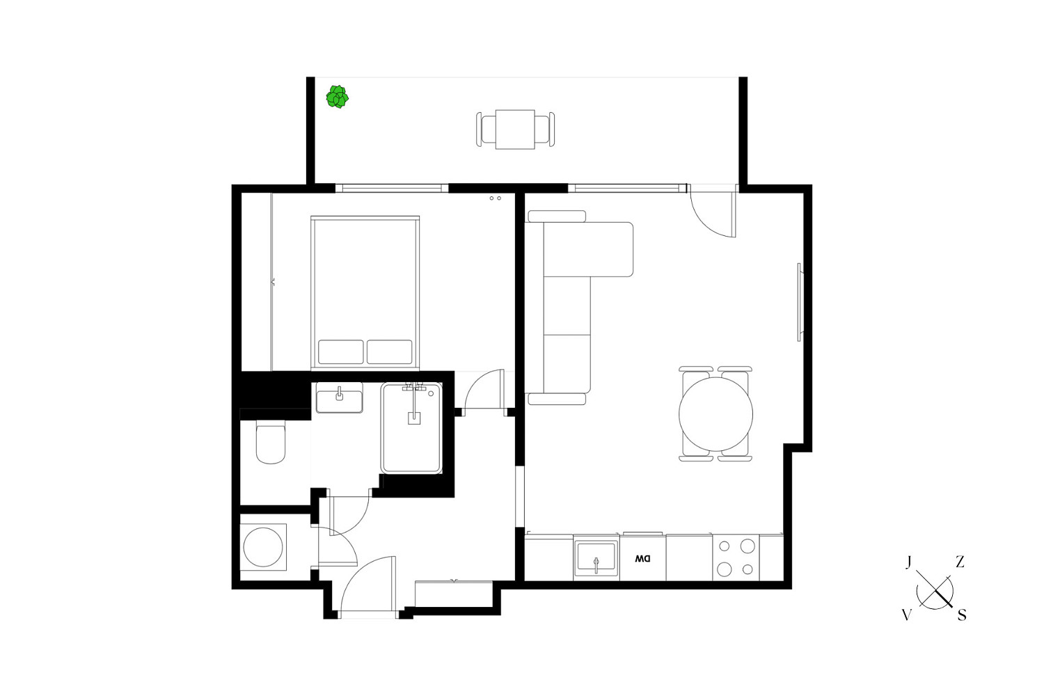 Prodej bytu 2+kk 44 m² – pohled 3