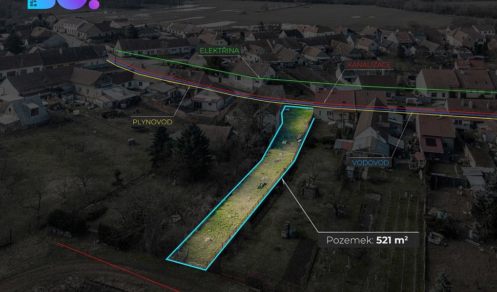 Prodej stavebního pozemku 521 m², Pouzdřany – náhled fotky 4