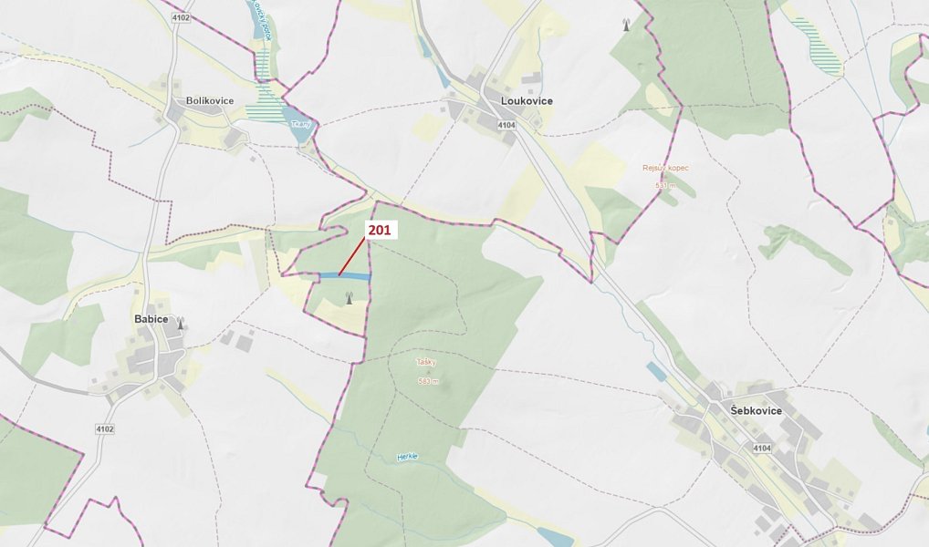 Dražba lesa, 7796 m², Třebíč, Babice