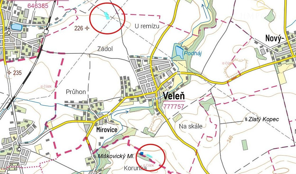 Prodej pole 8 950 m², Veleň – fotka 1 z 4