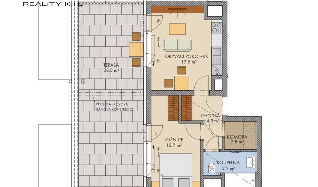 Pronájem bytu 2+kk 46 m², Praha – náhled fotky 3