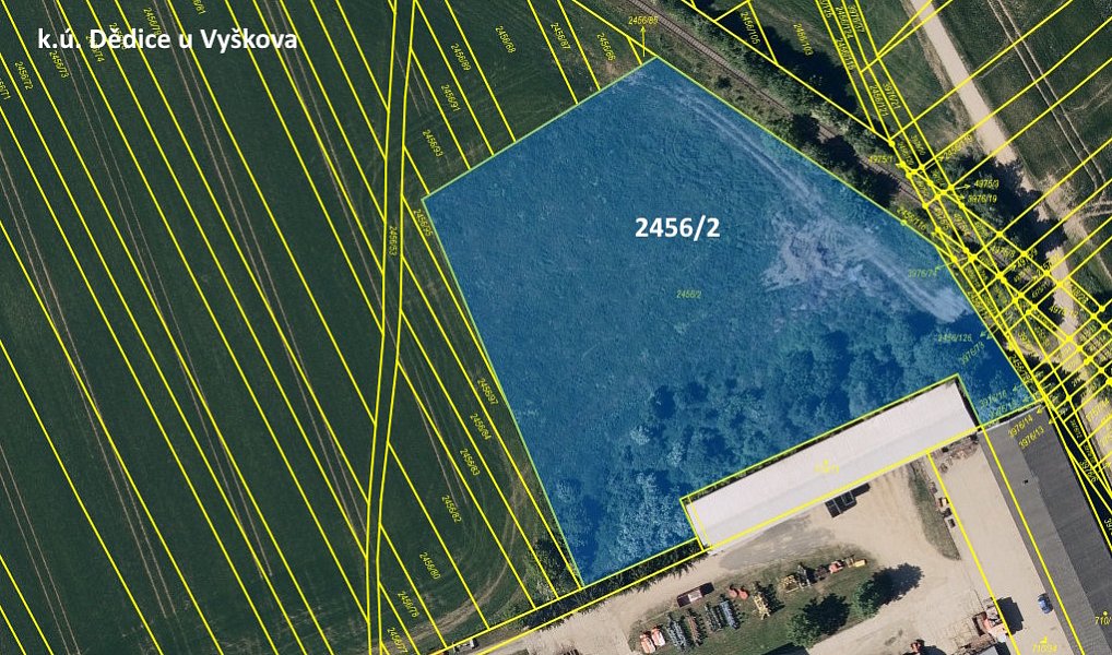 Dražba pozemku, 8890 m², Vyškov, Radslavice
