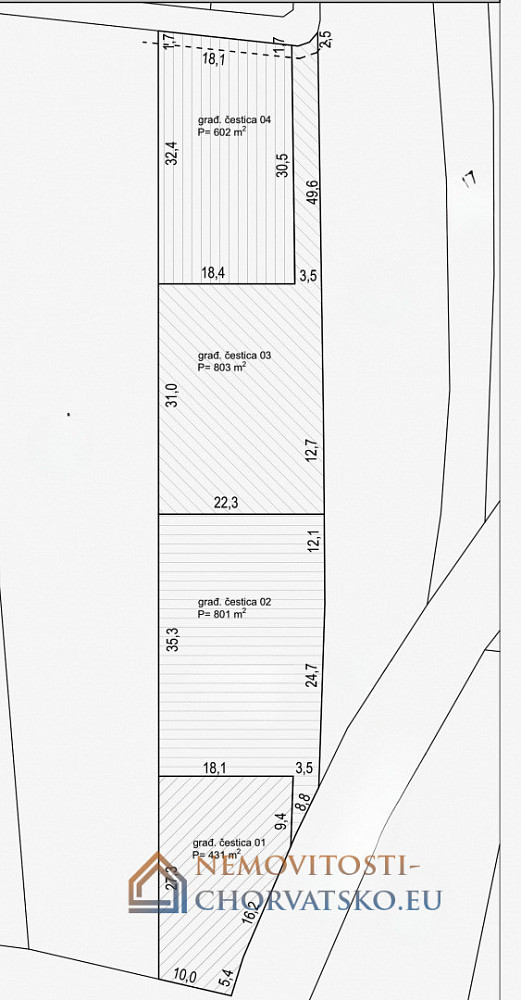 Prodej stavebního pozemku 803 m², Zemunik Donji