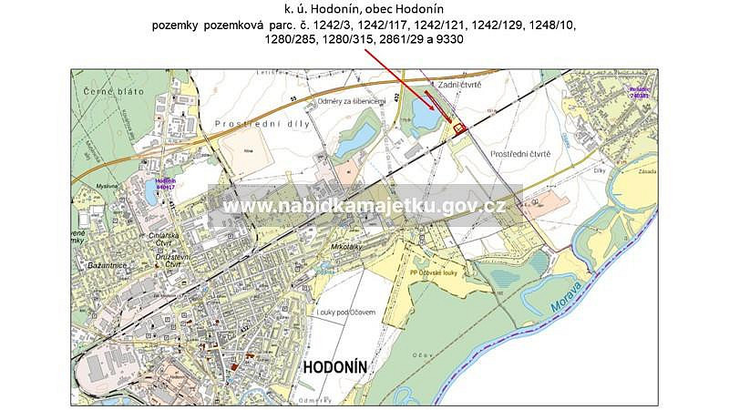 Hodonín, pozemková parc. č. 1242/3, 1242/117, 1242/121, 1242/129, 1248/10, 1280/285, 1280/315, 2861/