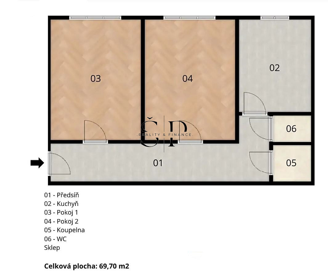 Pronájem bytu 2+1 66 m² – fotografie 2