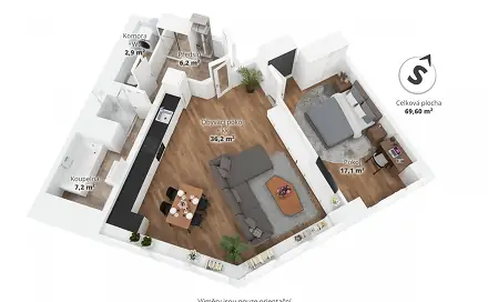 Prodej bytu 2+kk 70 m²