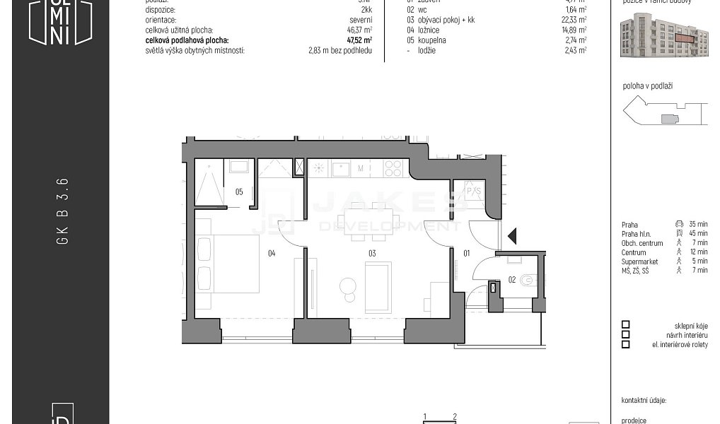Pronájem bytu 2+kk 48 m², Kolín – náhled fotky 2