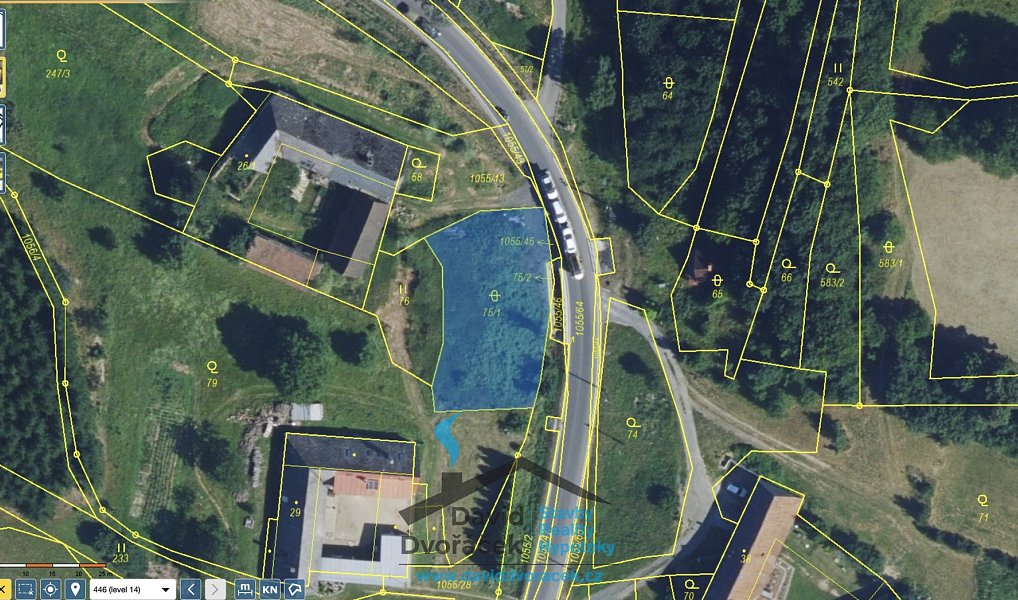 Prodej stavebního pozemku 748 m², Pohledy – fotka 1 z 4