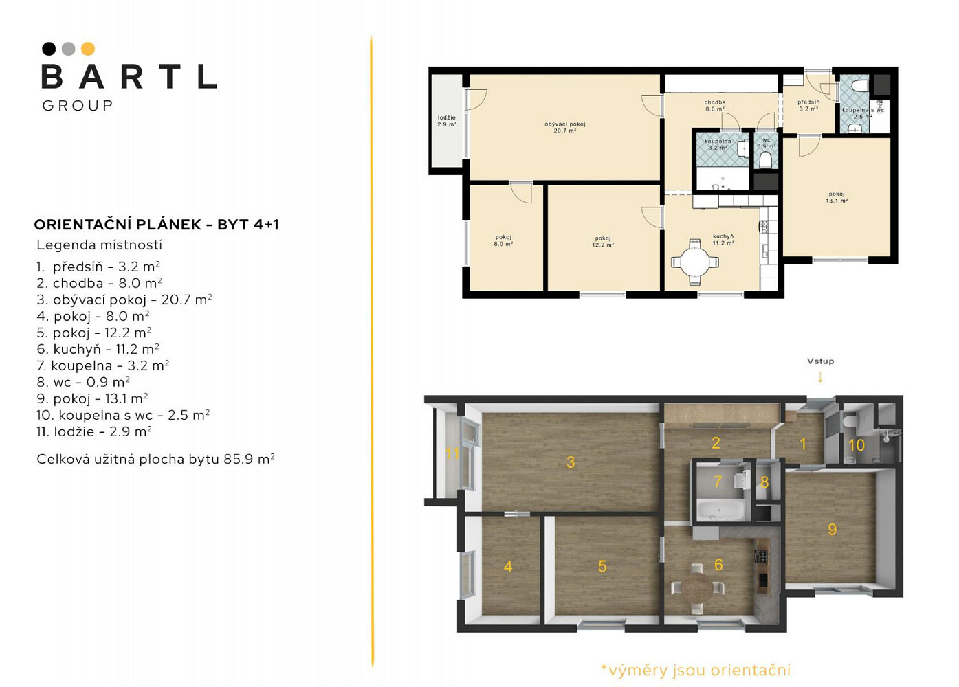 Pronájem bytu 4+1 83 m² – pohled 2