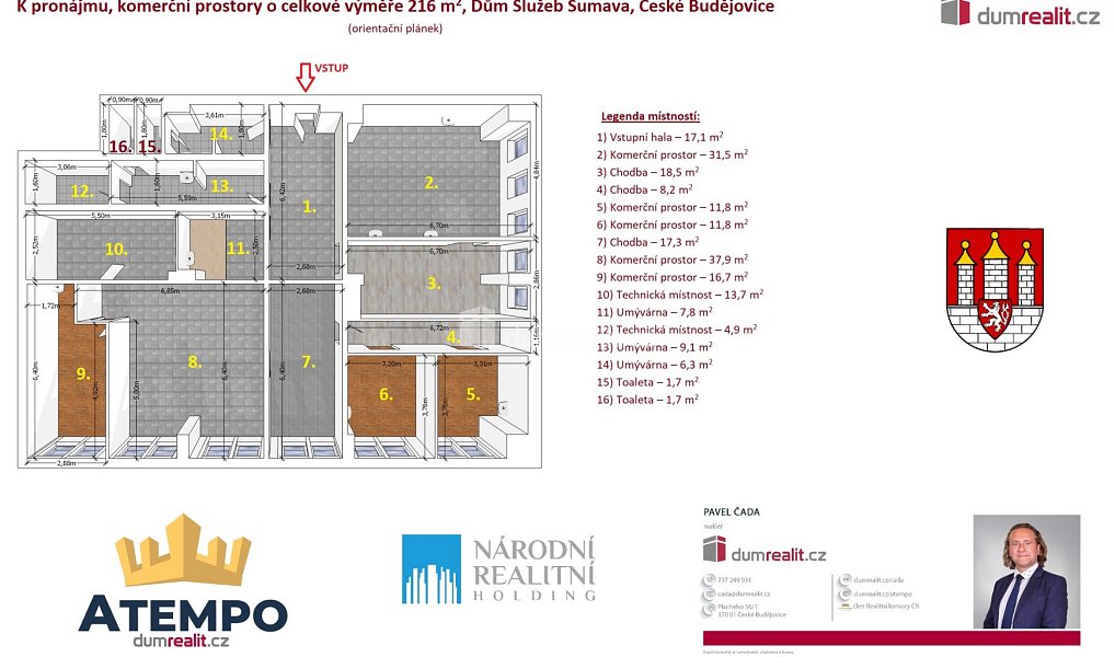 Pronájem obchodních prostor 216 m², České Budějovice – náhled fotky 3