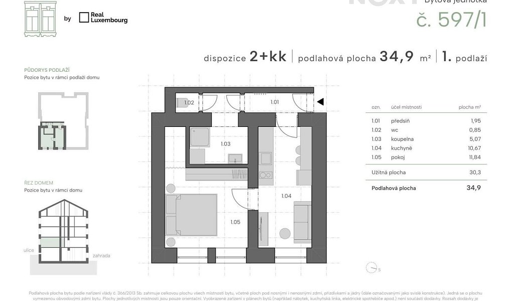 Pronájem bytu 2+kk 34 m², Praha – náhled fotky 5