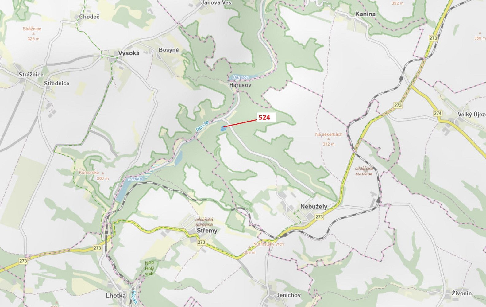 Dražba lesa 7 596 m²