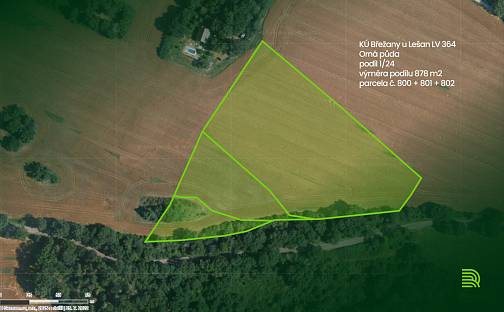 Prodej pole 878 m², Lešany, okres Benešov