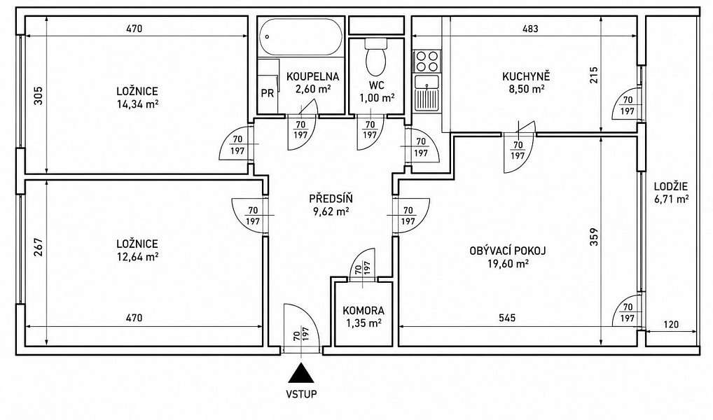 Prodej bytu 3+1 73 m², Praha – náhled fotky 2