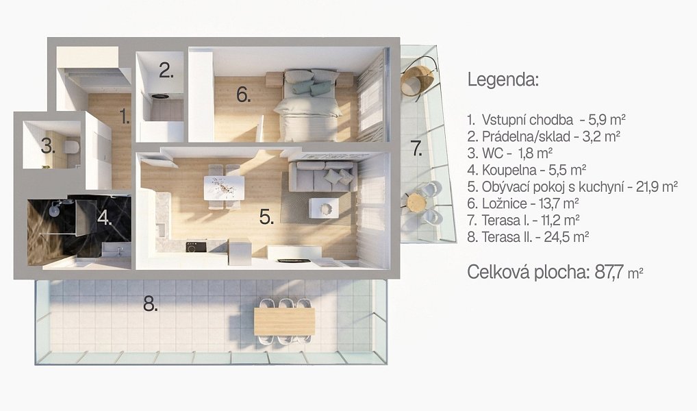 Pronájem bytu 2+kk 54 m², Brno – náhled fotky 4