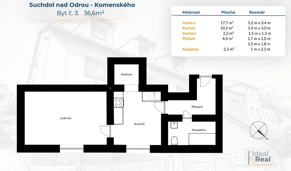 Prodej bytu 1+1 37 m², Suchdol nad Odrou – náhled fotky 2