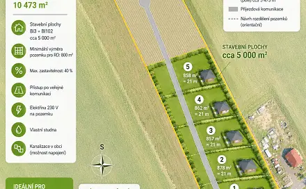 Prodej stavebního pozemku 10 473 m², Rpety, okres Beroun