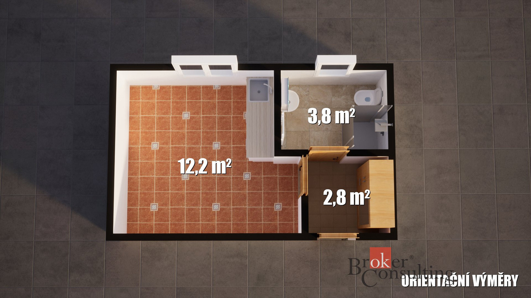 Pronájem bytu 1+kk 18 m² - Widok 6