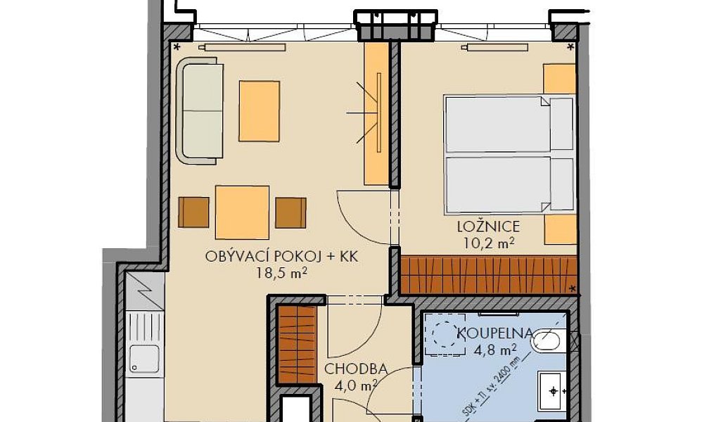 Prodej bytu 2+kk 39 m², Praha – náhled fotky 4