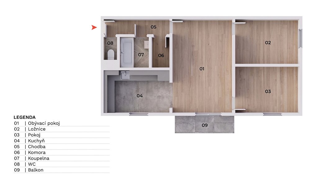 Prodej bytu 3+1 69 m², Nehvizdy – náhled fotky 4