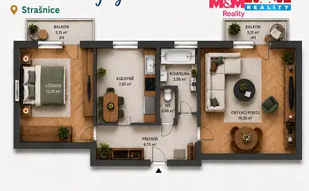 Prodej bytu 2+1 52 m²