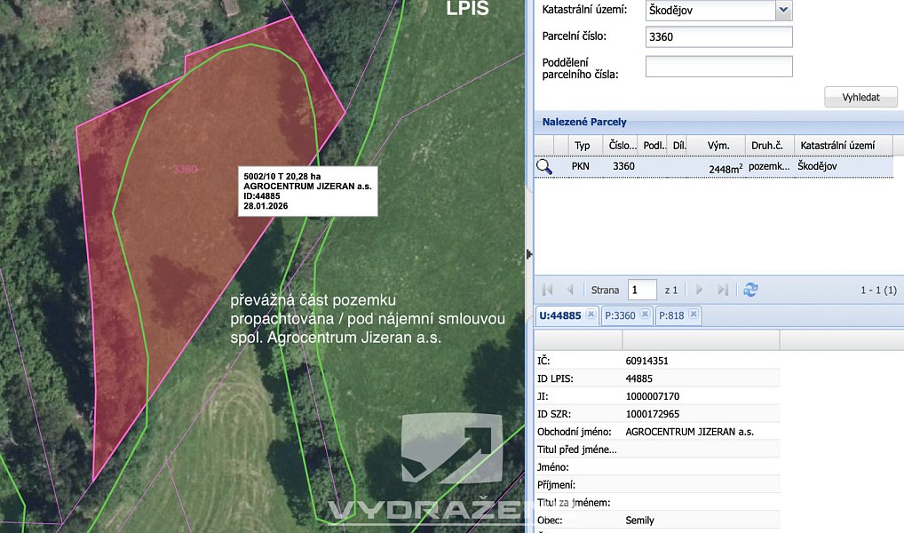 Prodej pole 2 448 m², Příkrý – náhled fotky 3