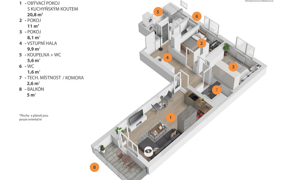 Pronájem bytu 3+kk 66 m², Praha – náhled fotky 2