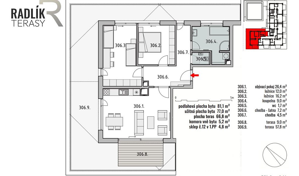 Prodej bytu 3+kk 77 m², Jílové u Prahy – náhled fotky 11
