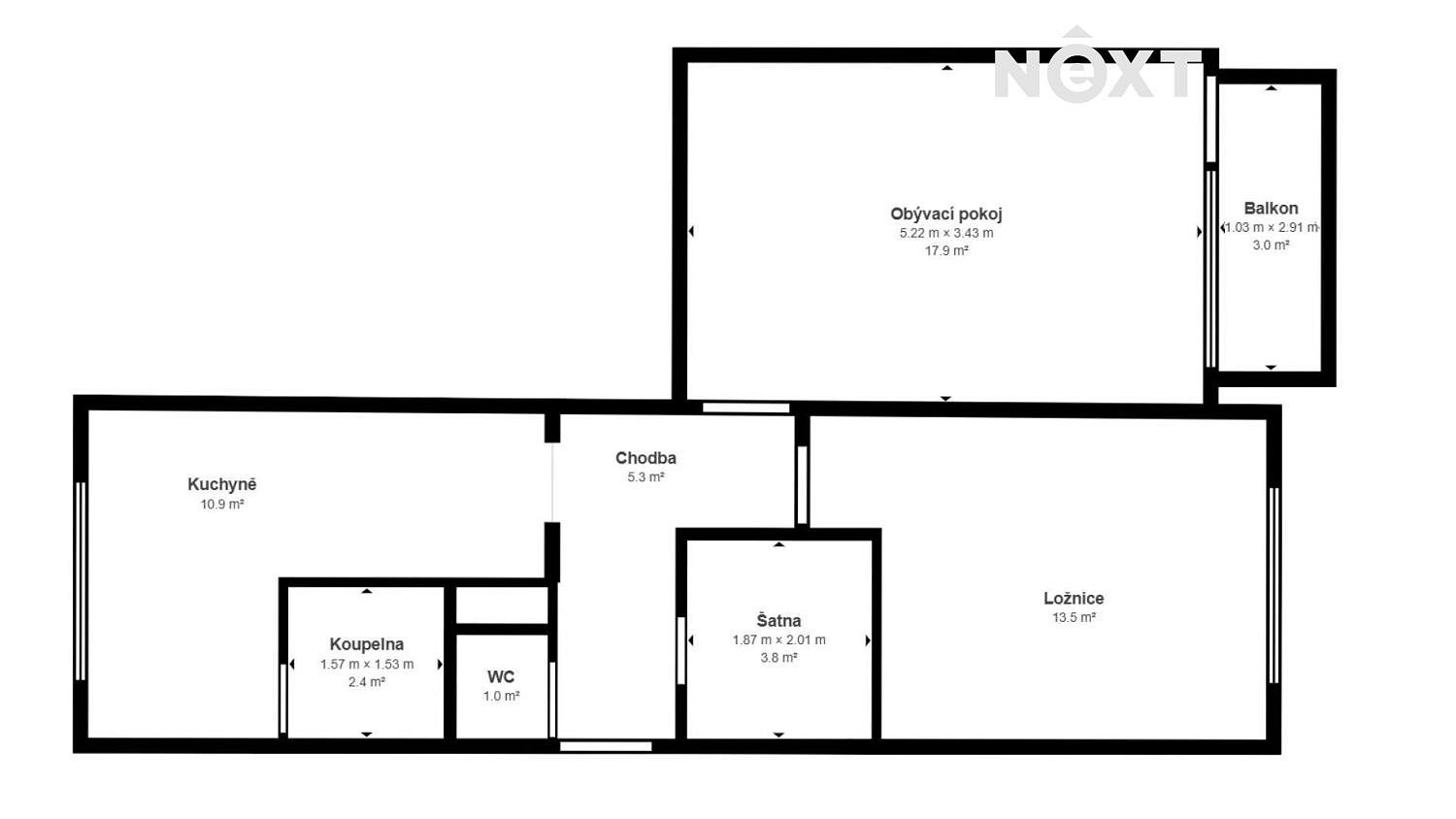 Prodej bytu 2+1 59 m² – fotografie 3